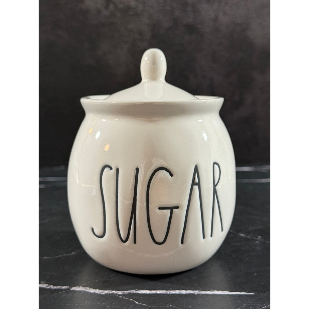 Rae Dunn Magenta Ceramic Lidded SUGAR Bowl Large Letters 5in Tall